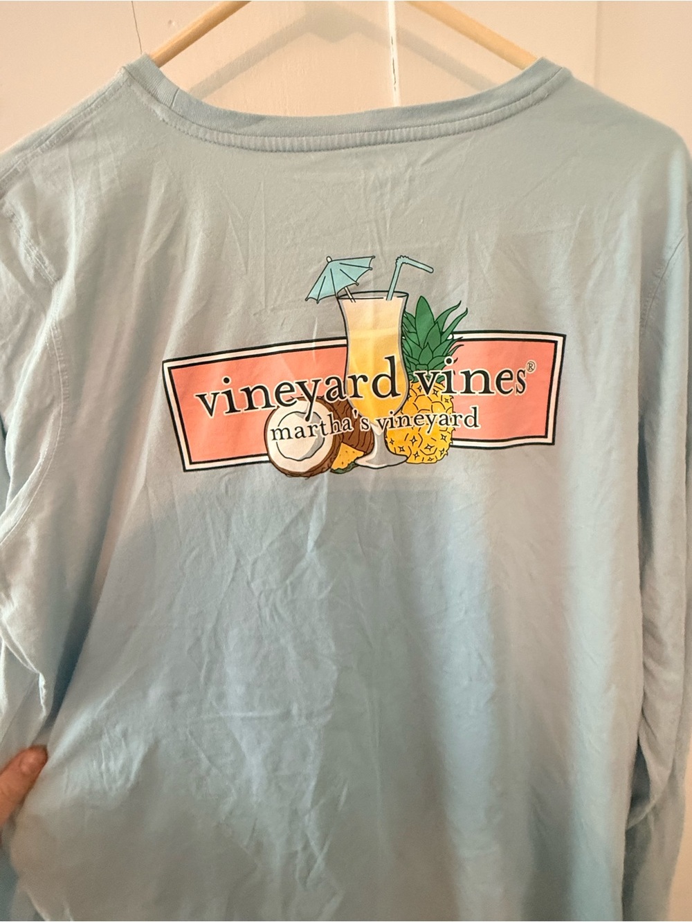 Vineyard Vines Pastel Blue Long-Sleeve Pocket Tee with Small Chest Graphic